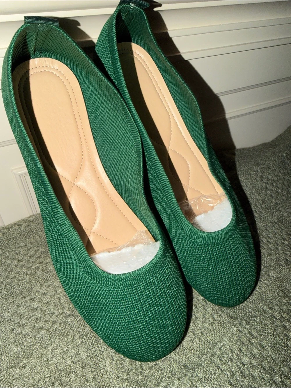 NWOB Women's Dark Green Knit Slip-On Ballet Flats